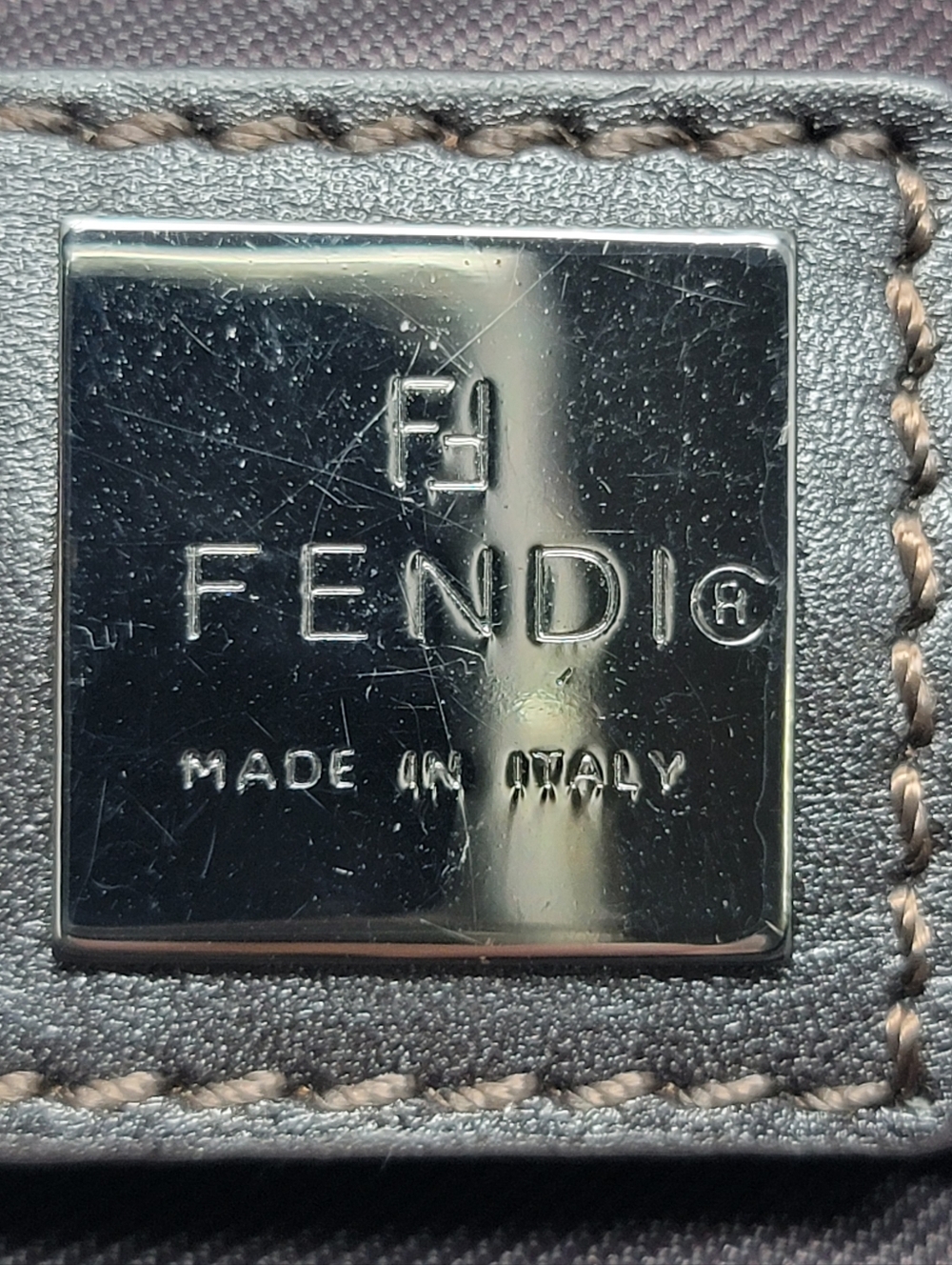 FENDI Zucchino Baguette Canvas Shoulder Bag - Picture 8 of 12